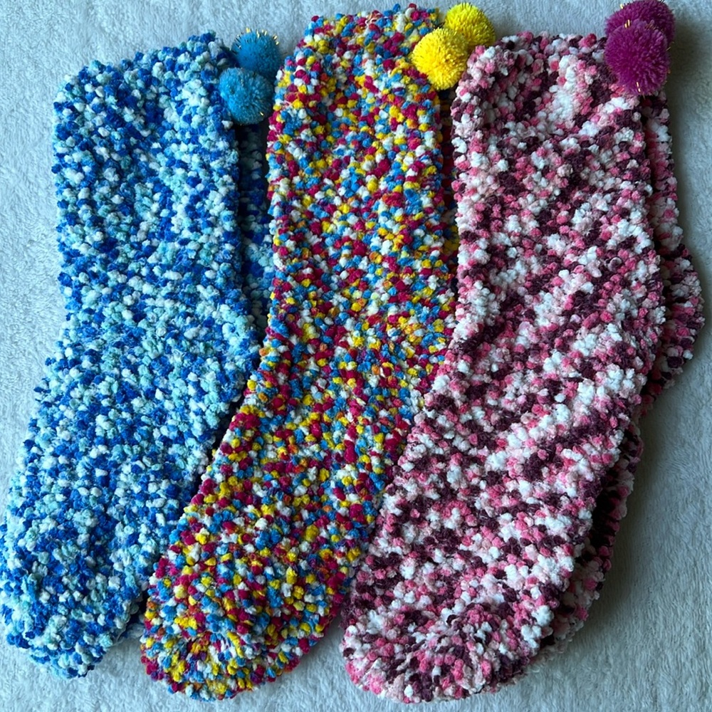 (3) Socks with Pom Poms